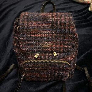 Kate Spade Plaid Tweed Backpack in Black and Pink